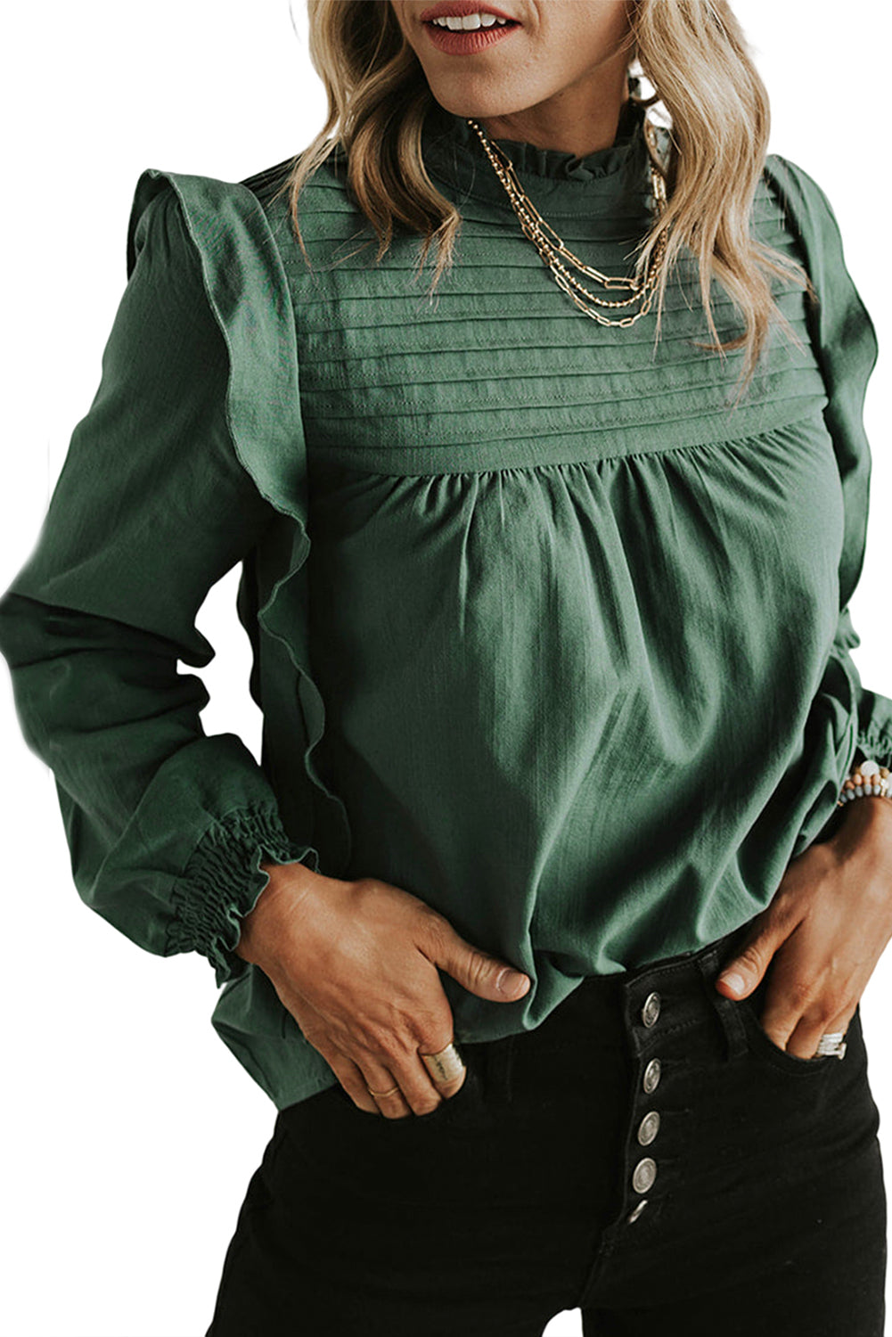 Ruffle Long Sleeve Blouse