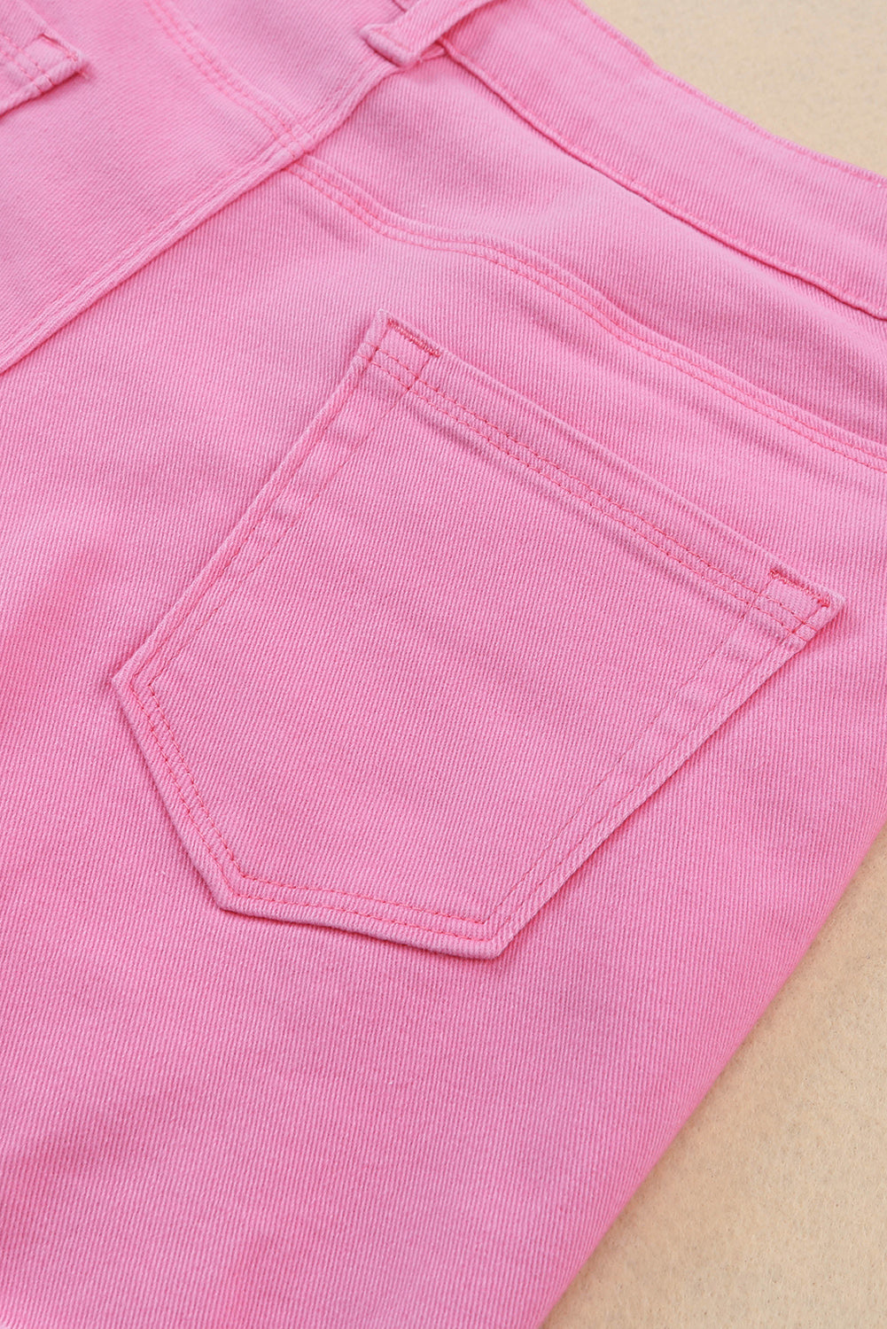 Pink Distressed Denim Shorts