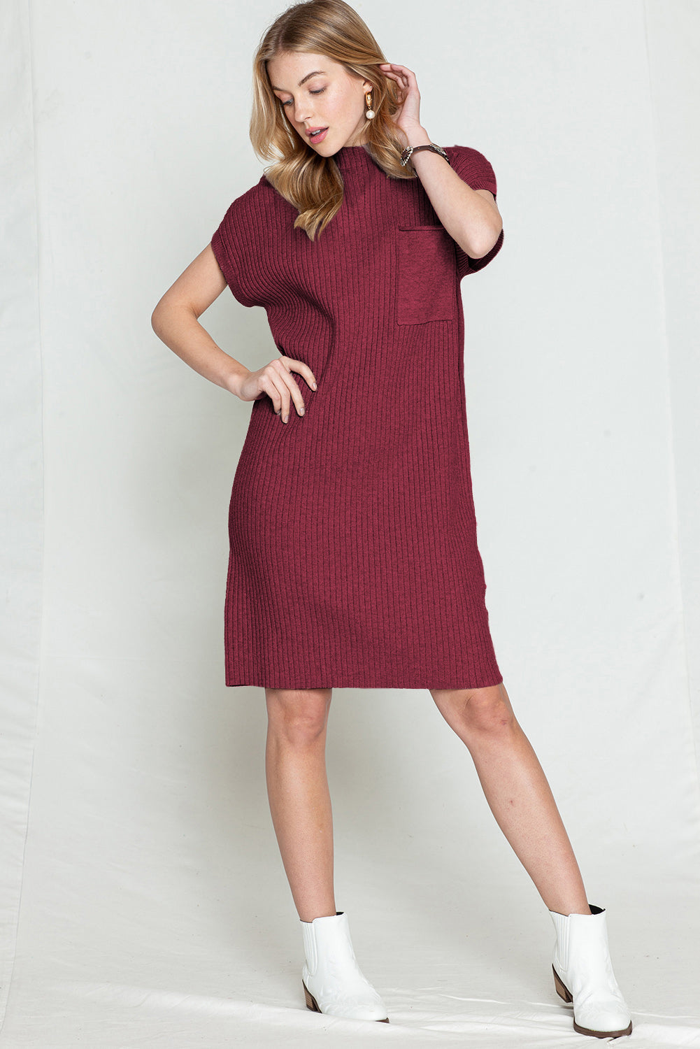 Short Sleeve Sweater Dress