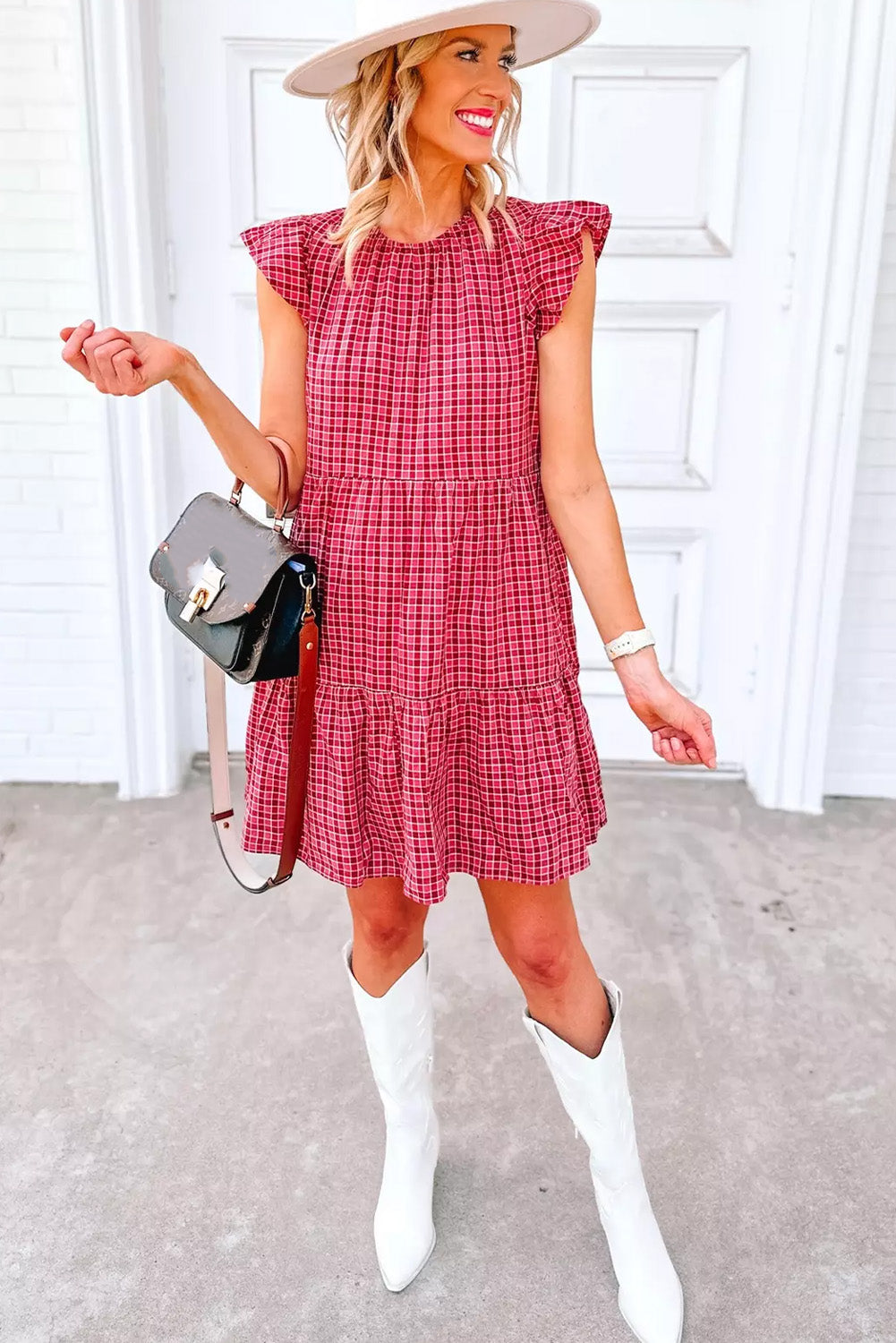 Plaid Tiered Mini Dress