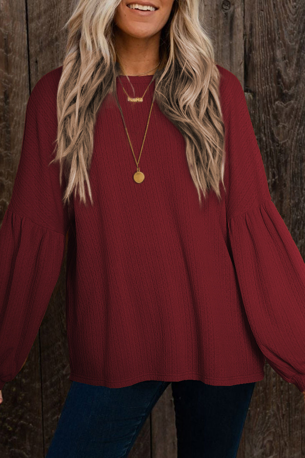 Textured Long Sleeve Top