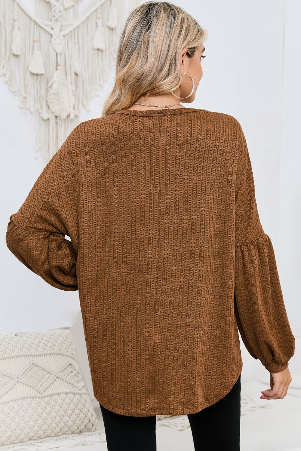 Textured Long Sleeve Top