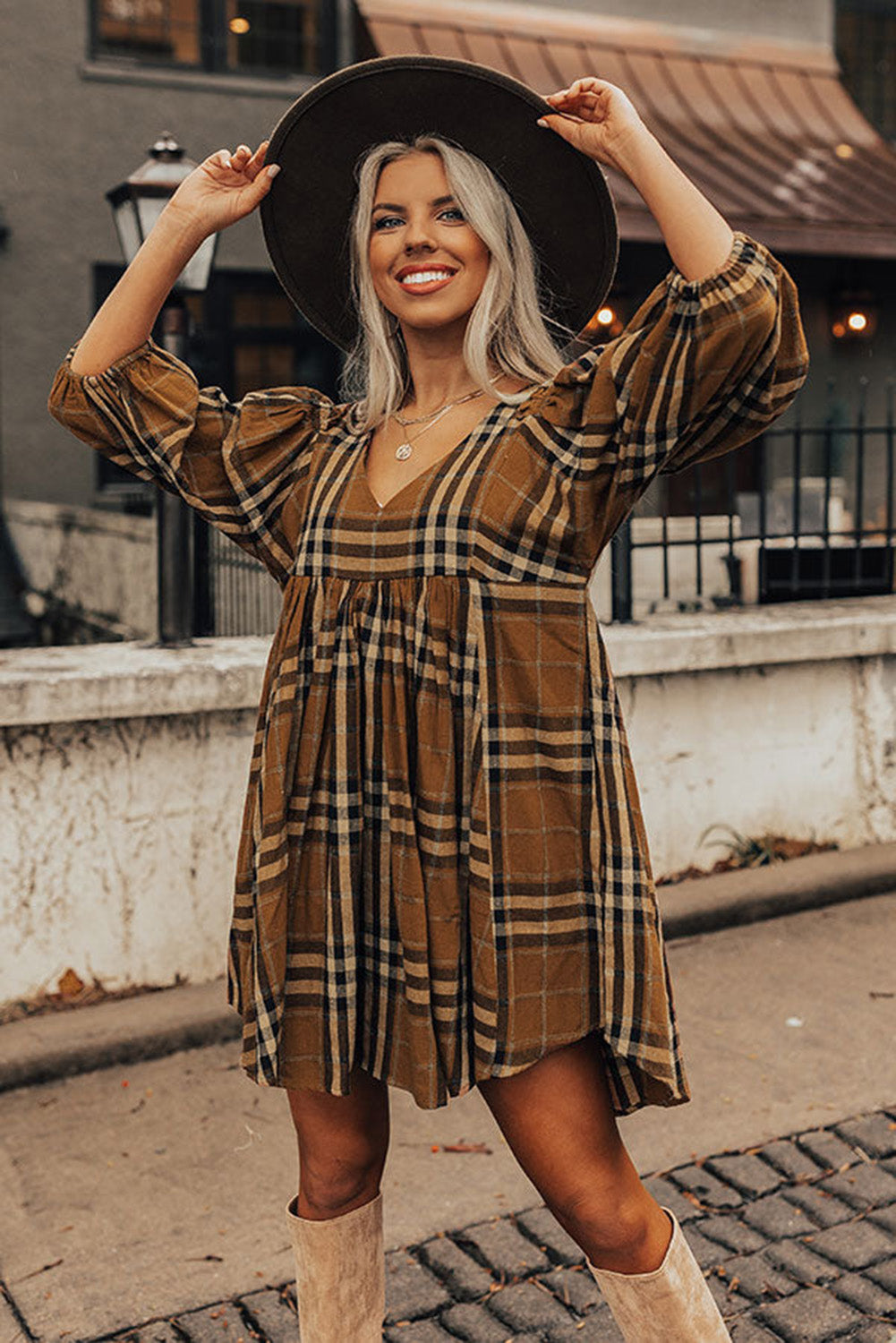 Plaid Babydoll Dress