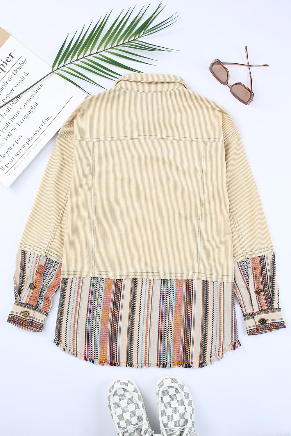 Striped Colour Block Corduroy Jacket