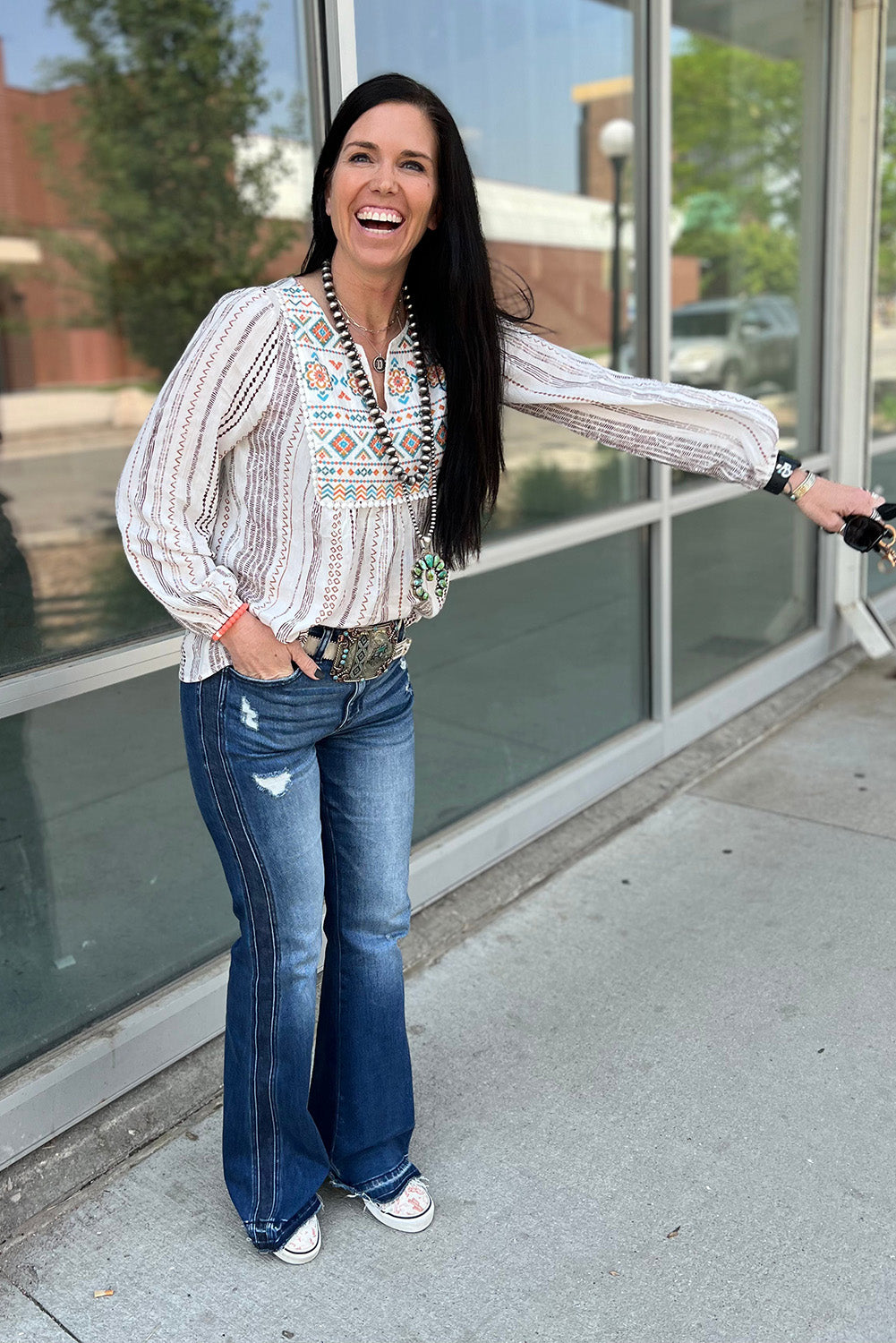 Geometric Embroidered Blouse