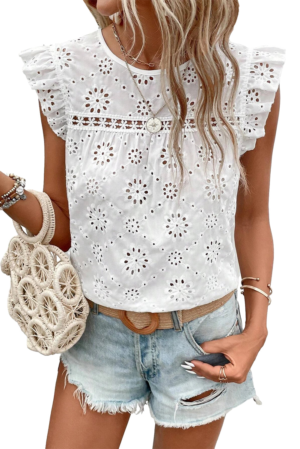 Eyelet Sleeveless Top