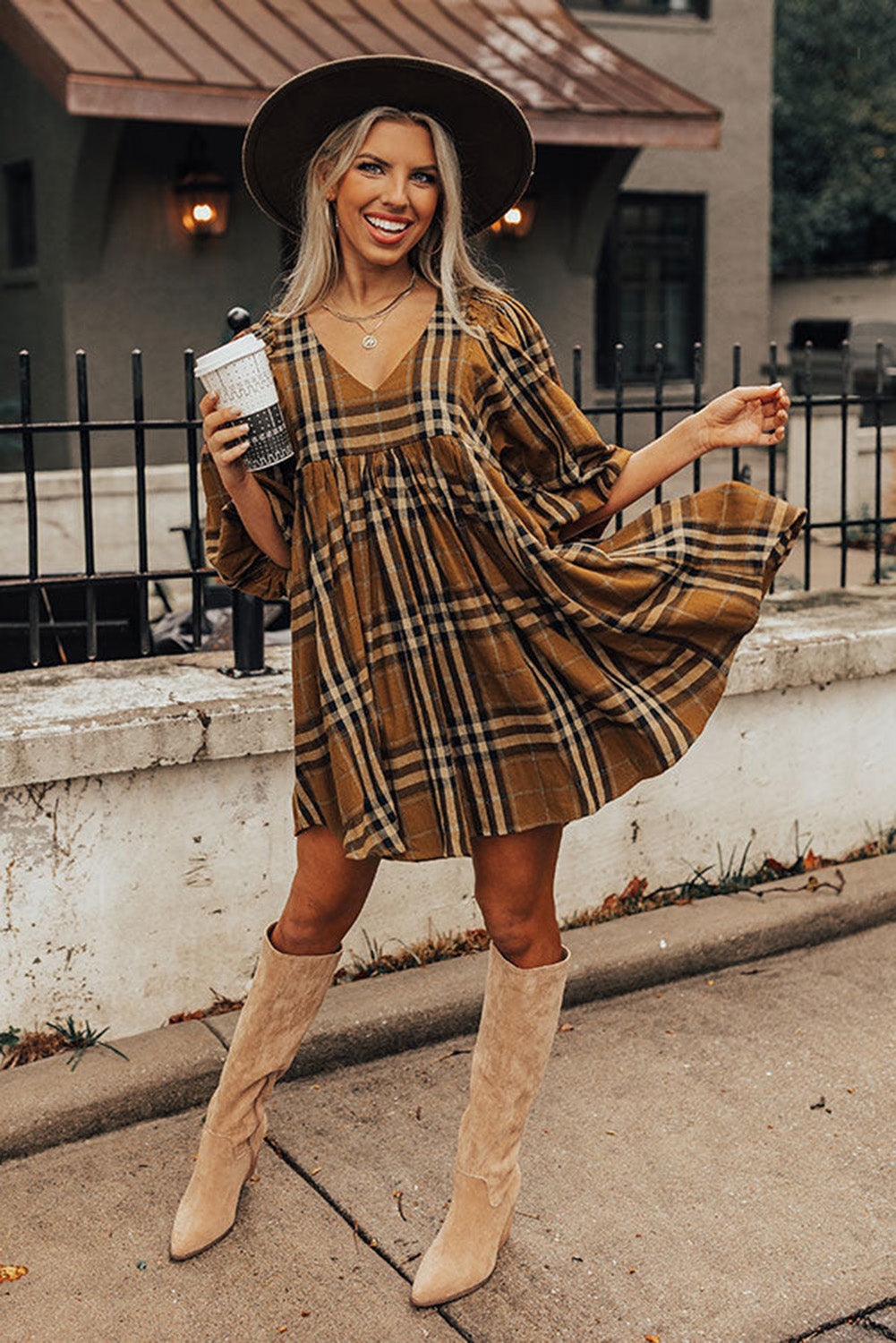 Plaid Babydoll Dress