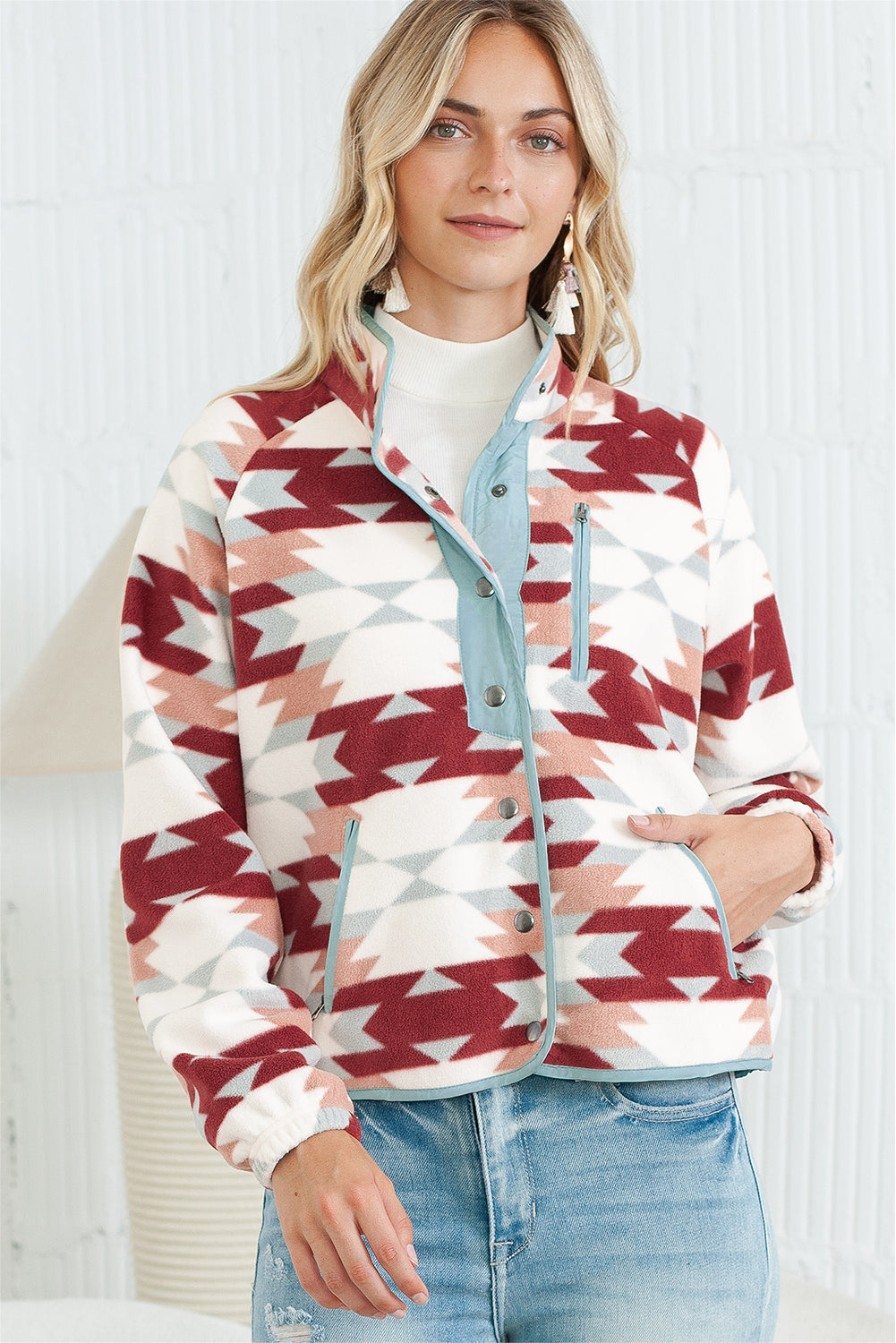 Geometric Fleece Jacket