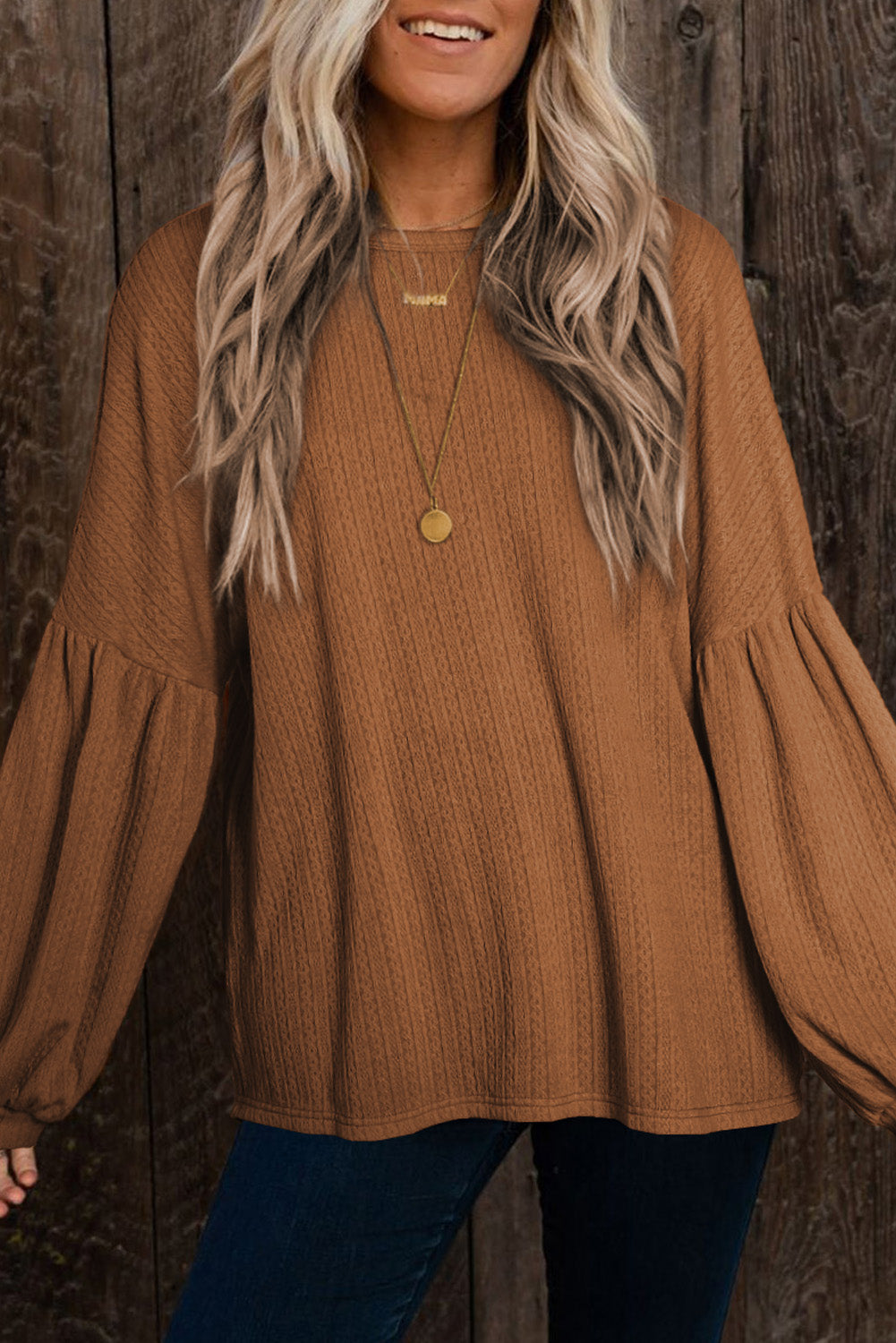 Textured Long Sleeve Top