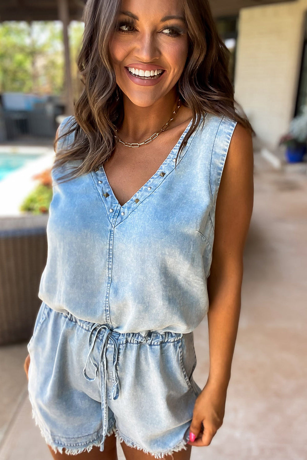 Sleeveless Denim Romper