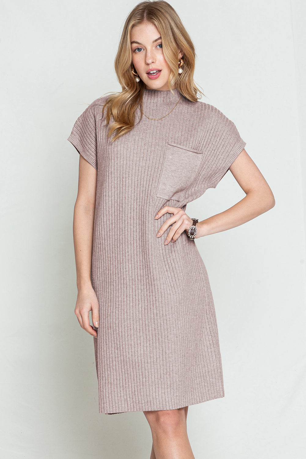 Short Sleeve Sweater Dress