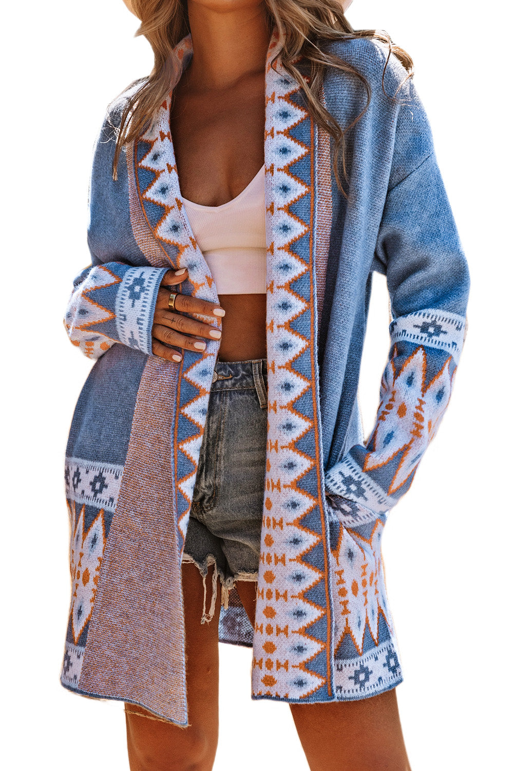 Geometric Open Cardigan