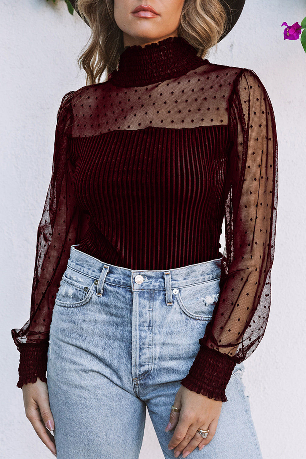 Sheer Puff Sleeve Bodysuit