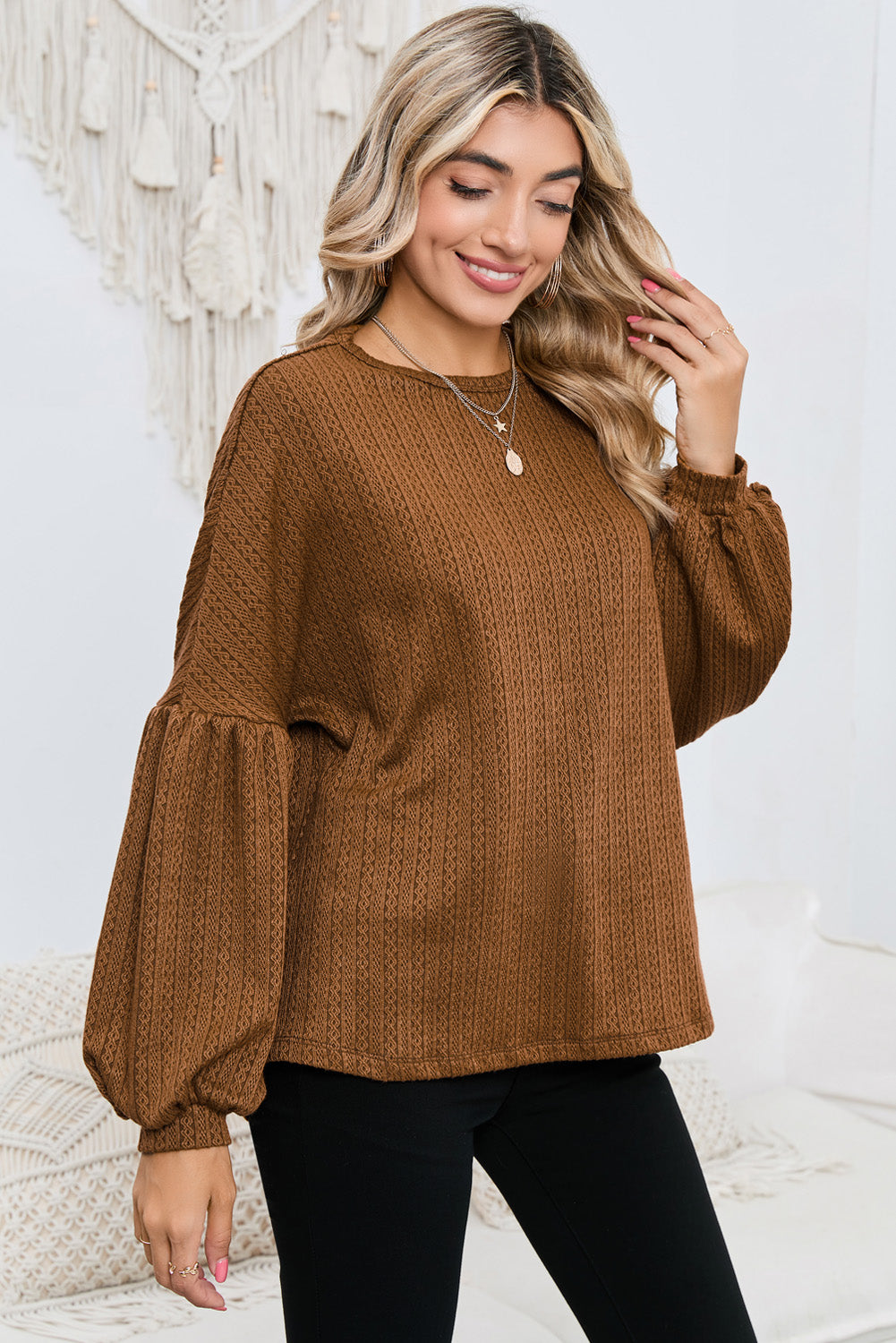 Textured Long Sleeve Top