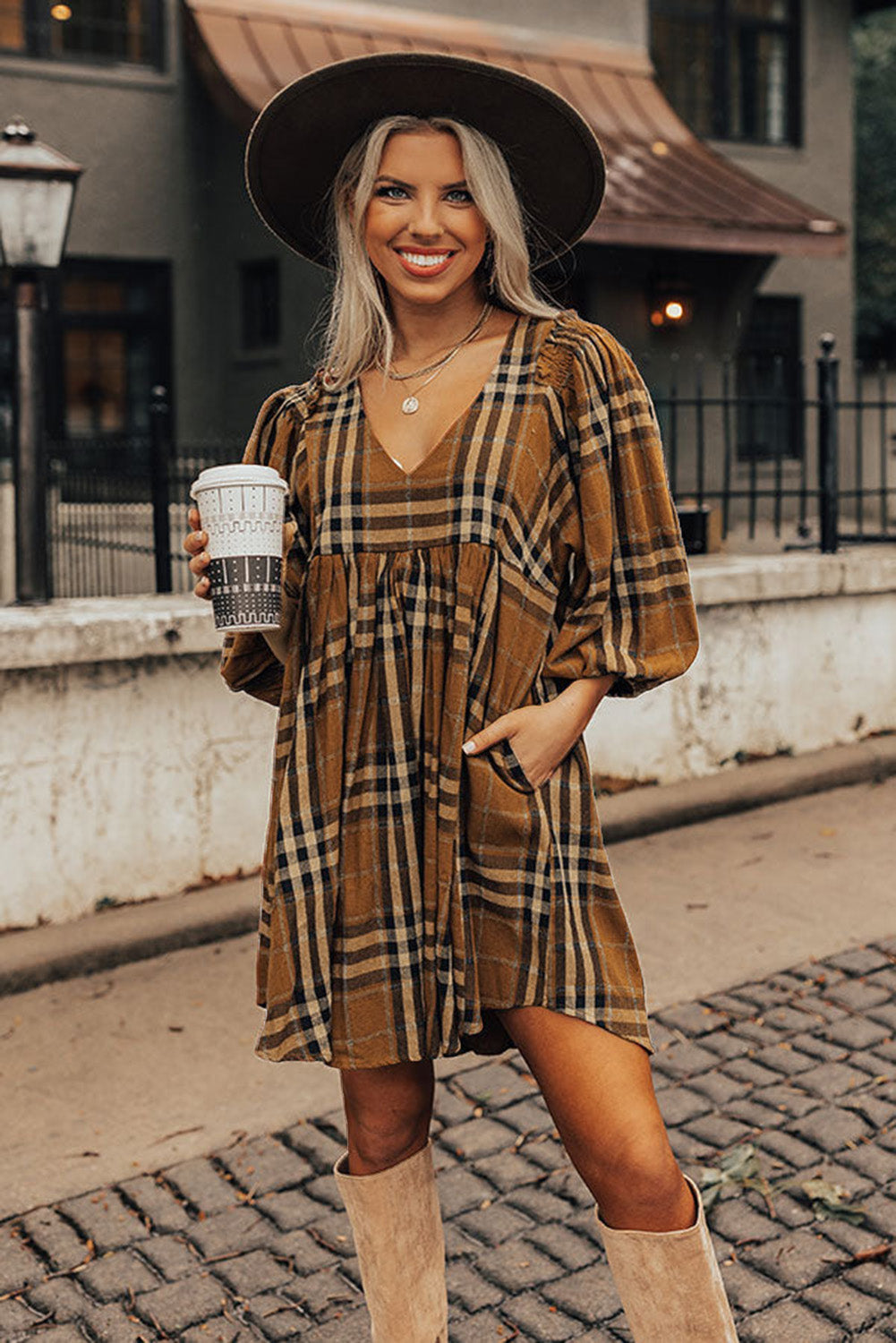 Plaid Babydoll Dress