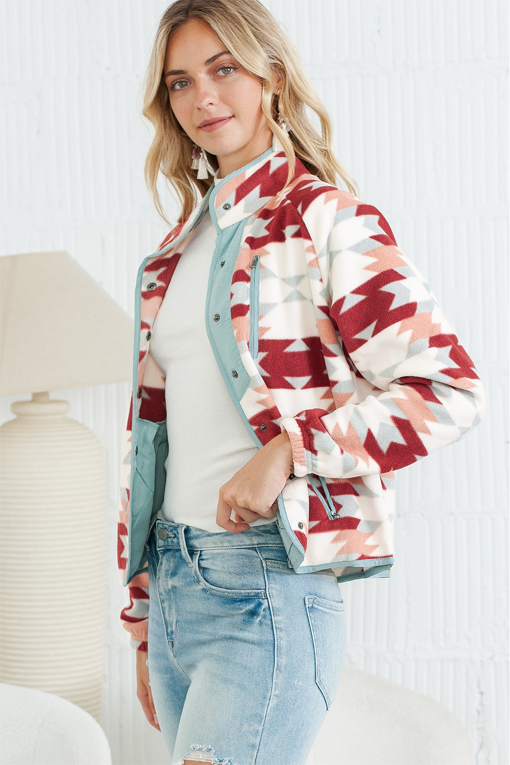 Geometric Fleece Jacket