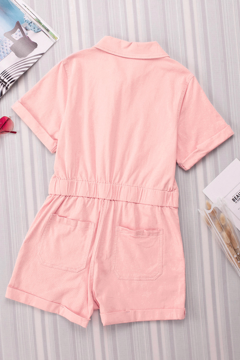 Pink Denim Romper