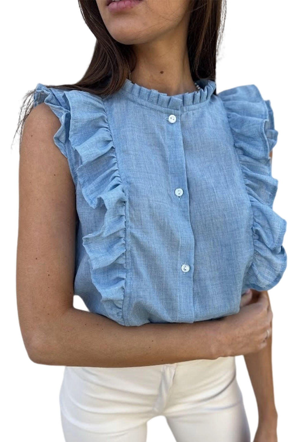 Ruffle Button Up Shirt