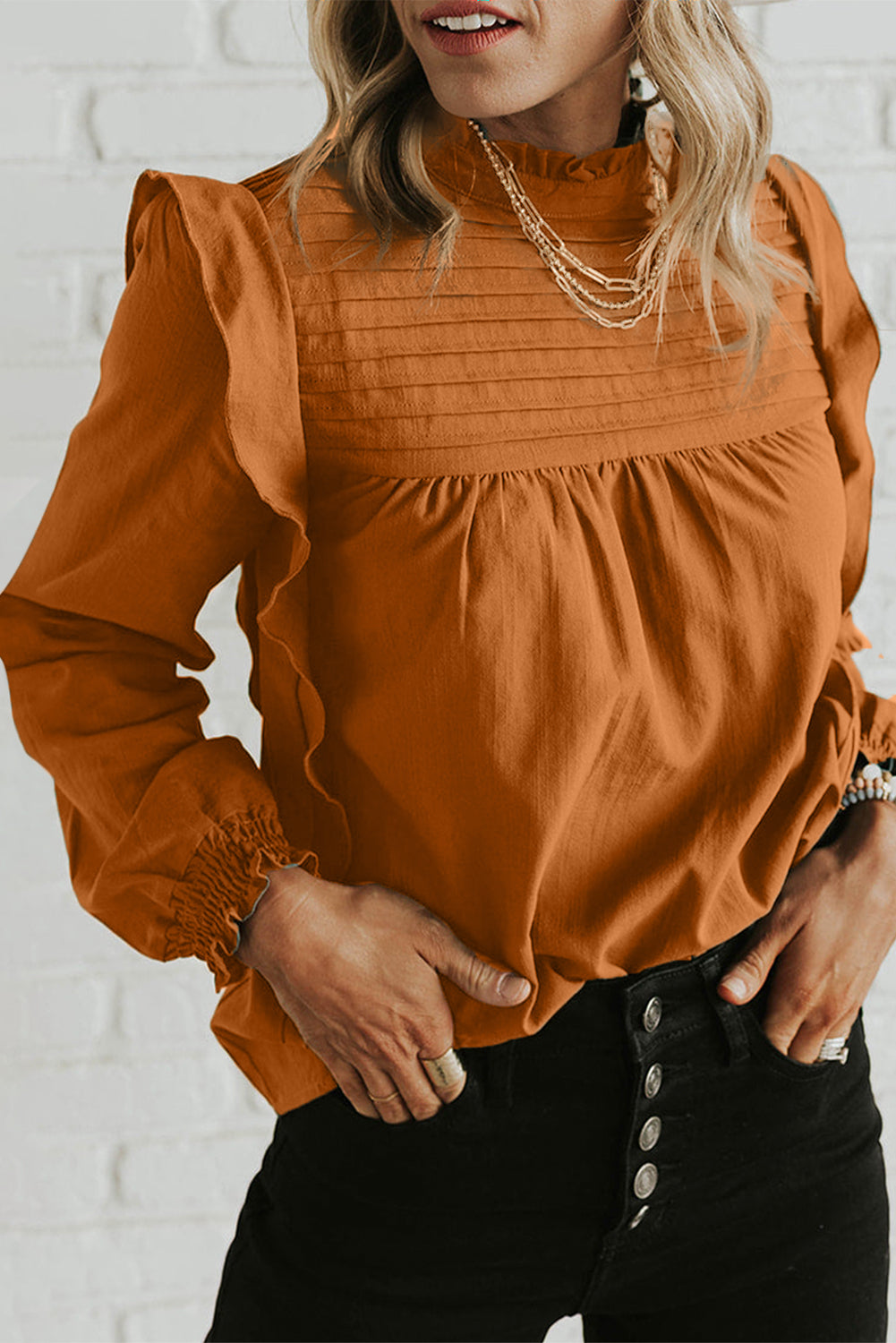 Ruffle Long Sleeve Blouse