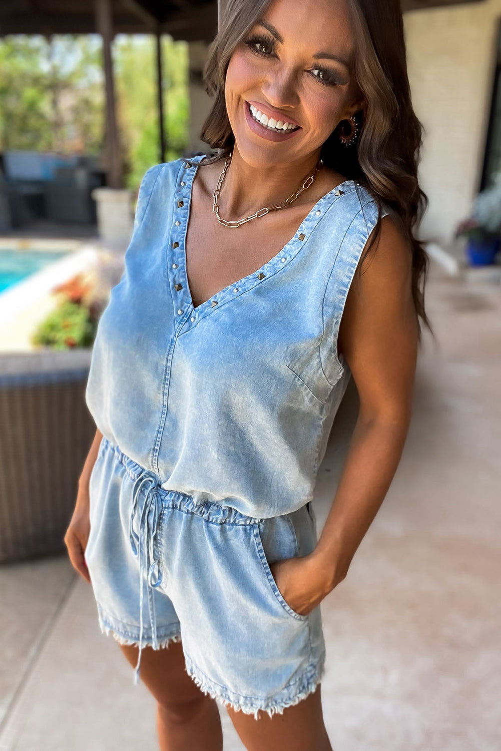 Sleeveless Denim Romper