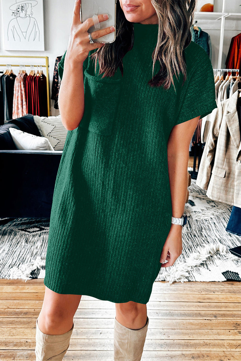 Short Sleeve Sweater Dress