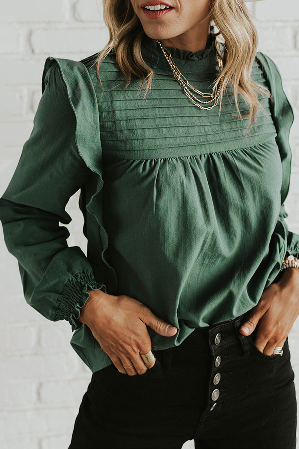 Ruffle Long Sleeve Blouse