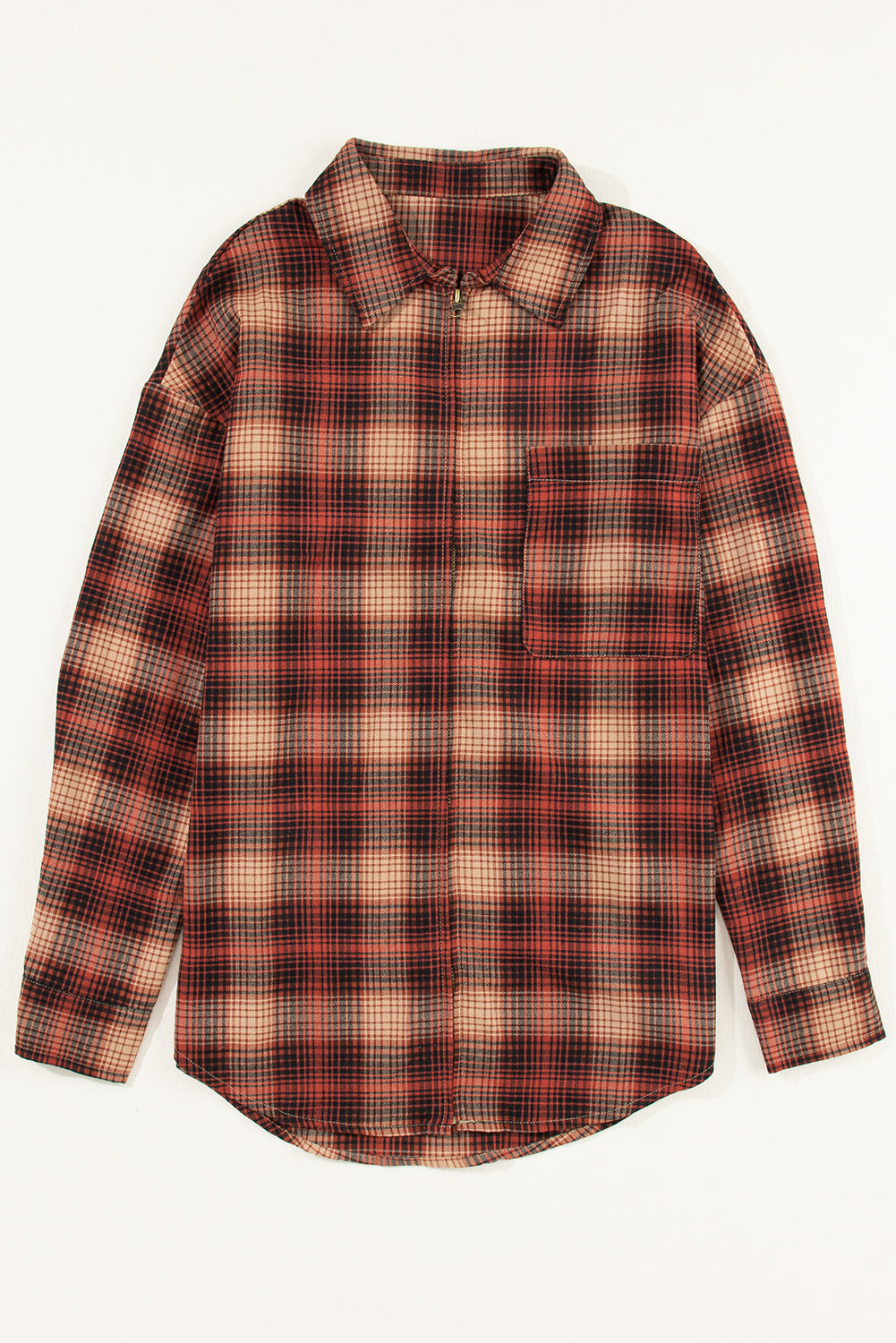 Plaid Zip Up Shirt