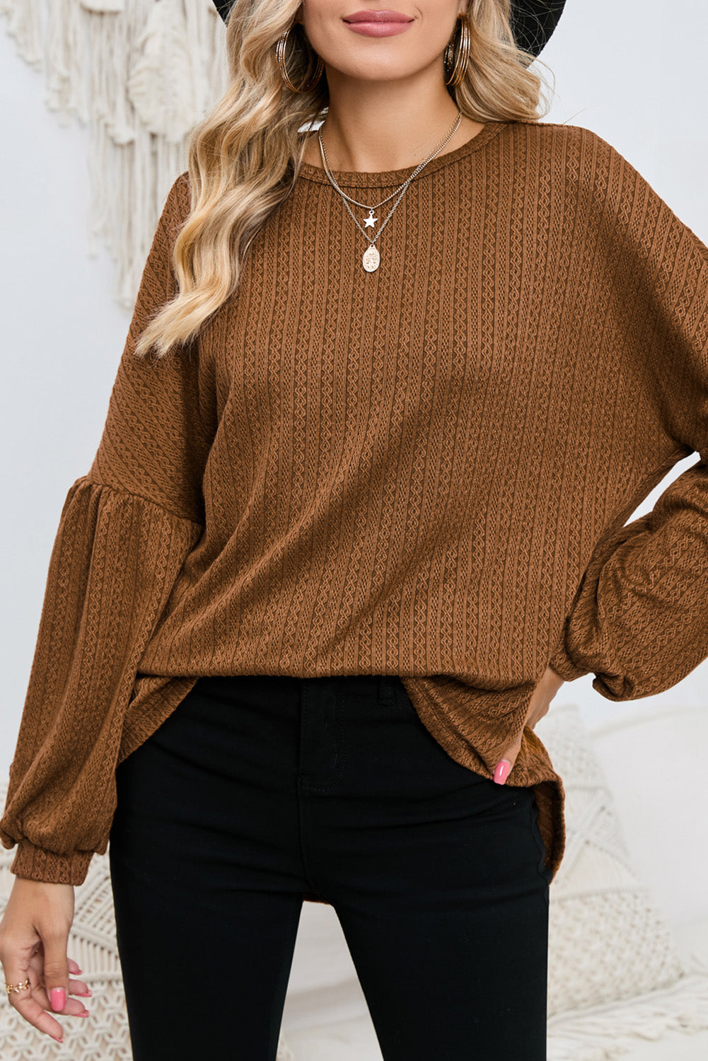 Textured Long Sleeve Top