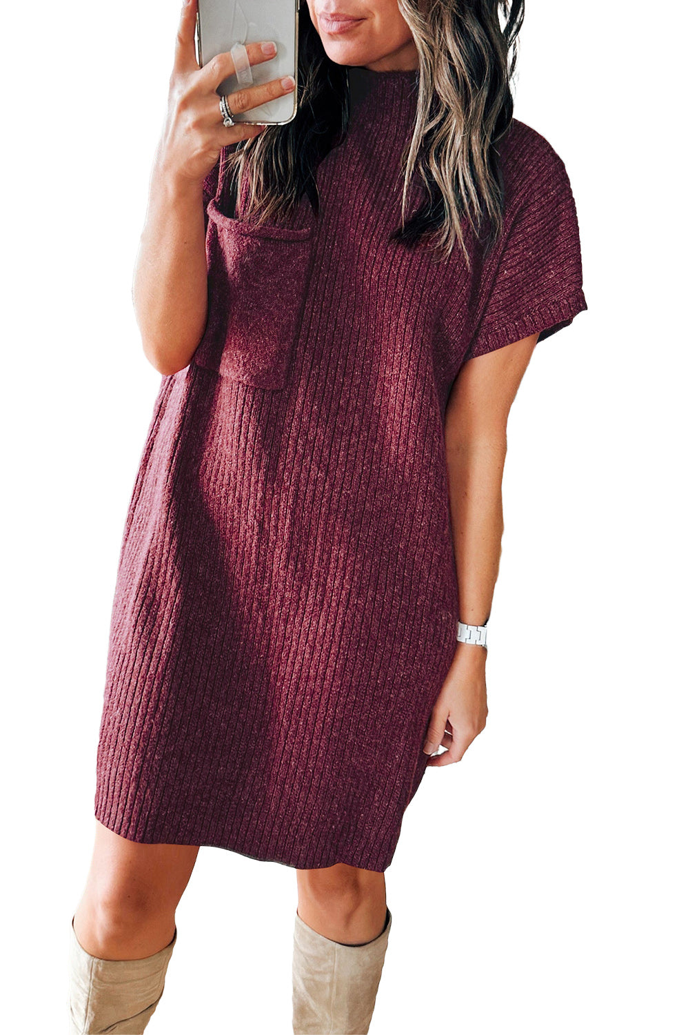 Short Sleeve Sweater Dress