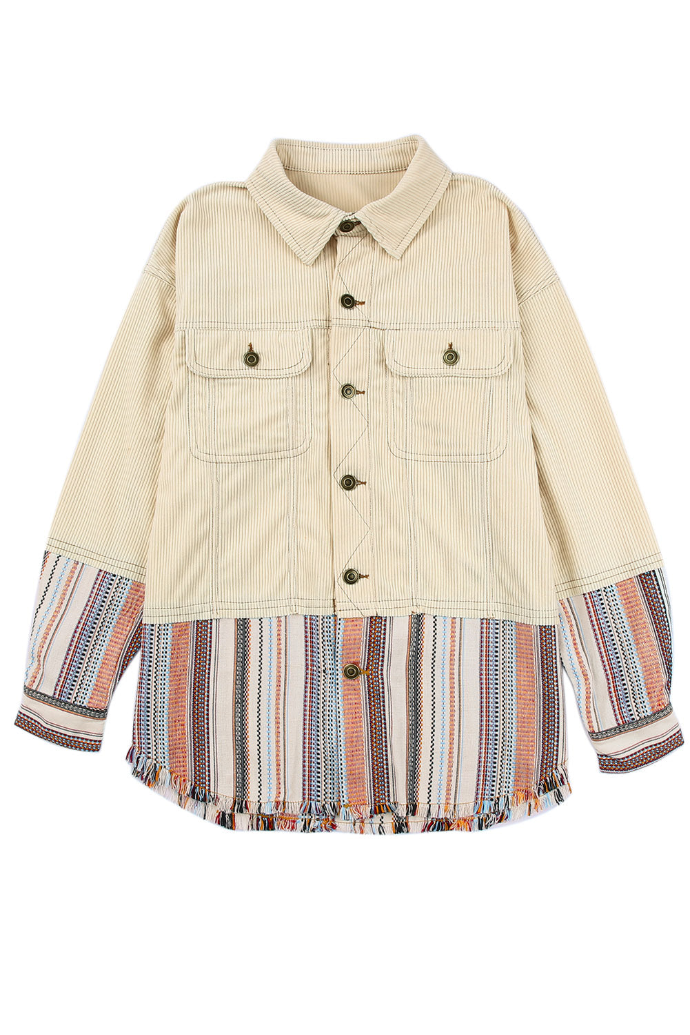 Striped Colour Block Corduroy Jacket