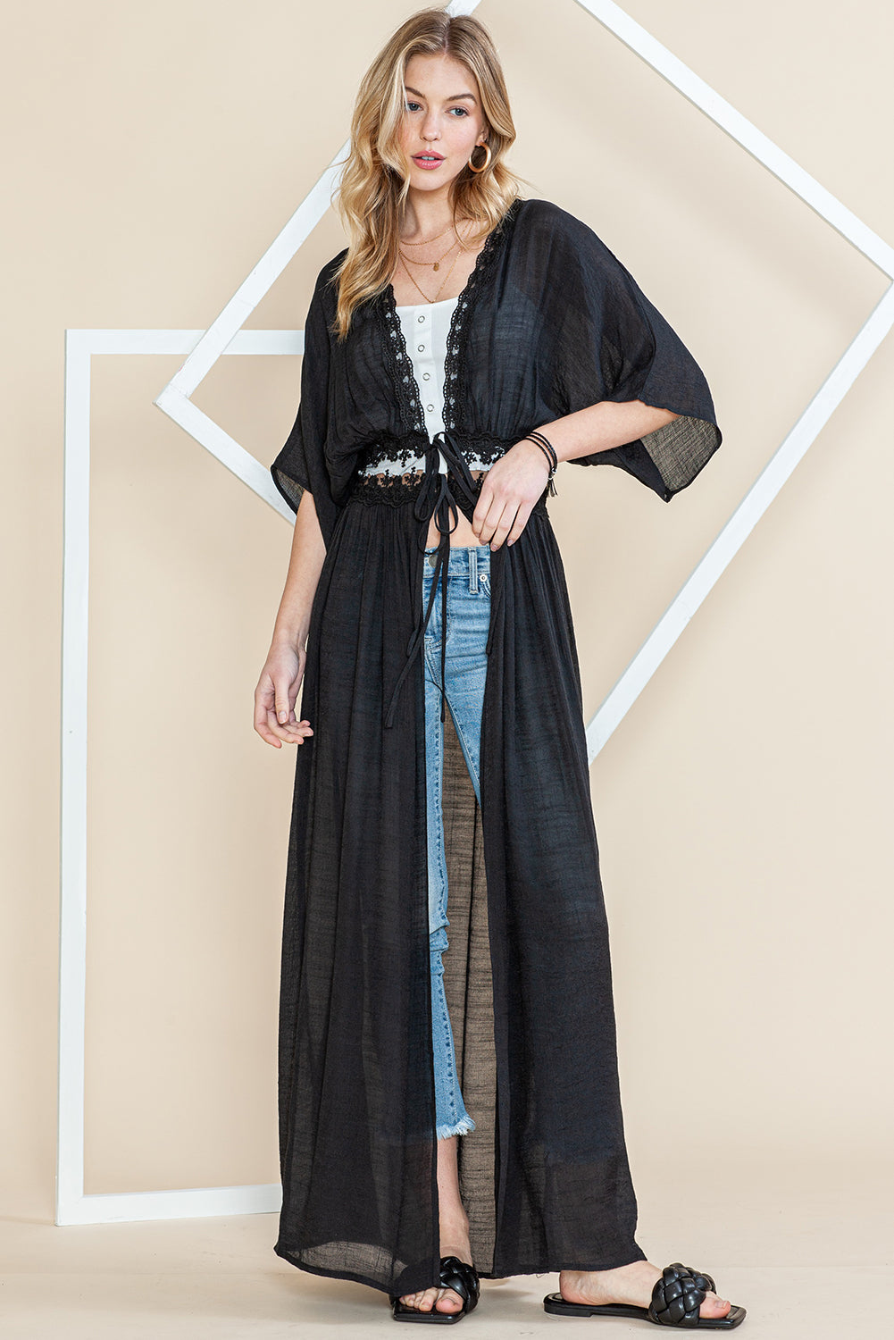 Lace Maxi Kimono