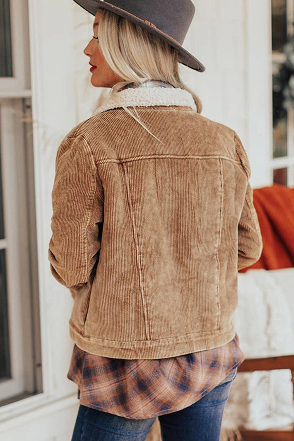 Khaki Corduroy Sherpa Jacket