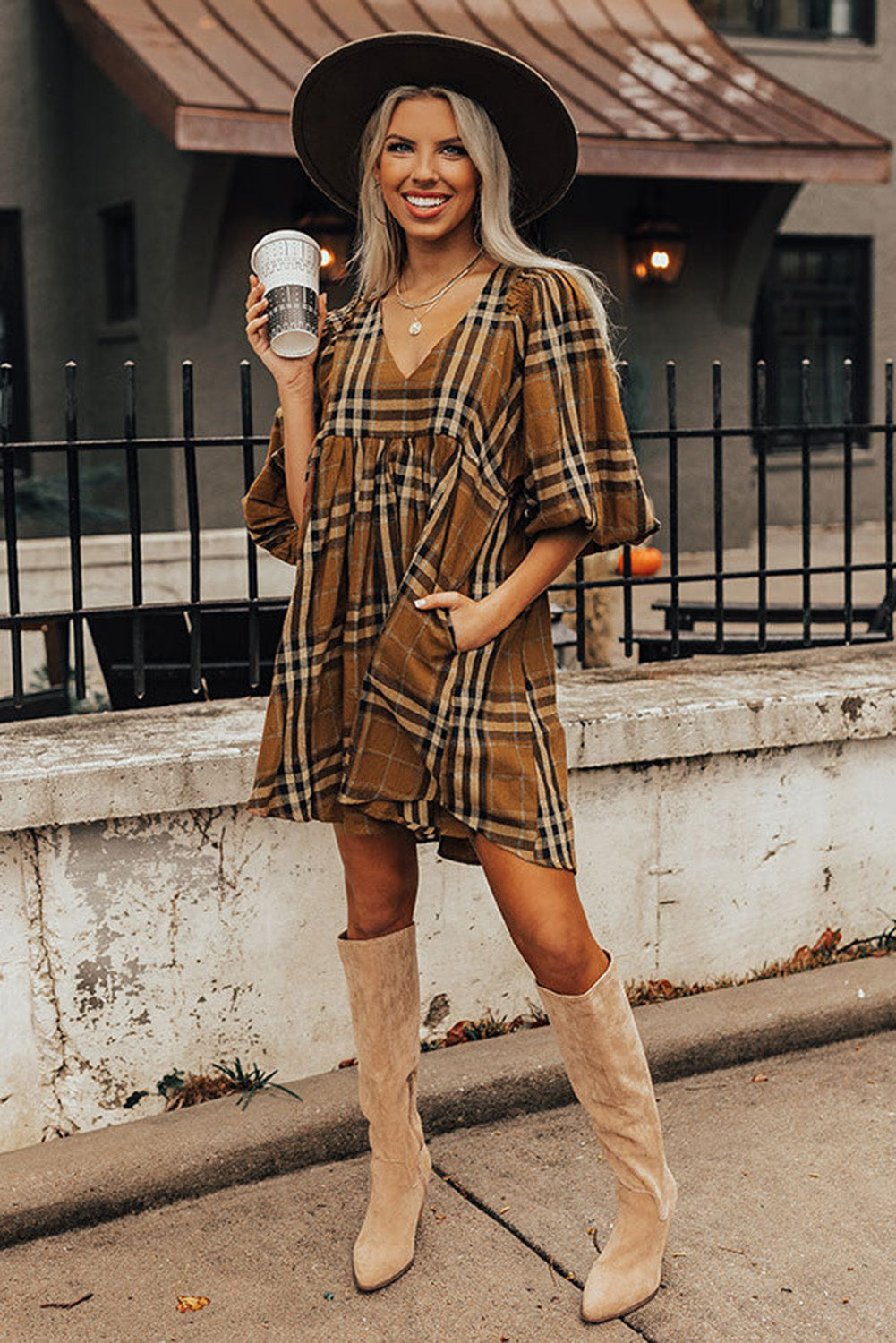 Plaid Babydoll Dress