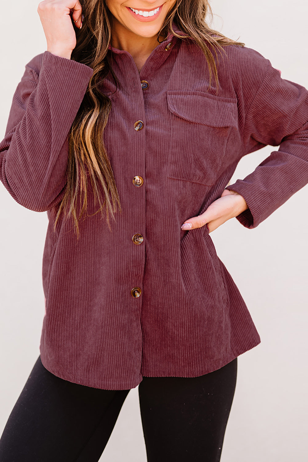 Button Up Corduroy Shacket