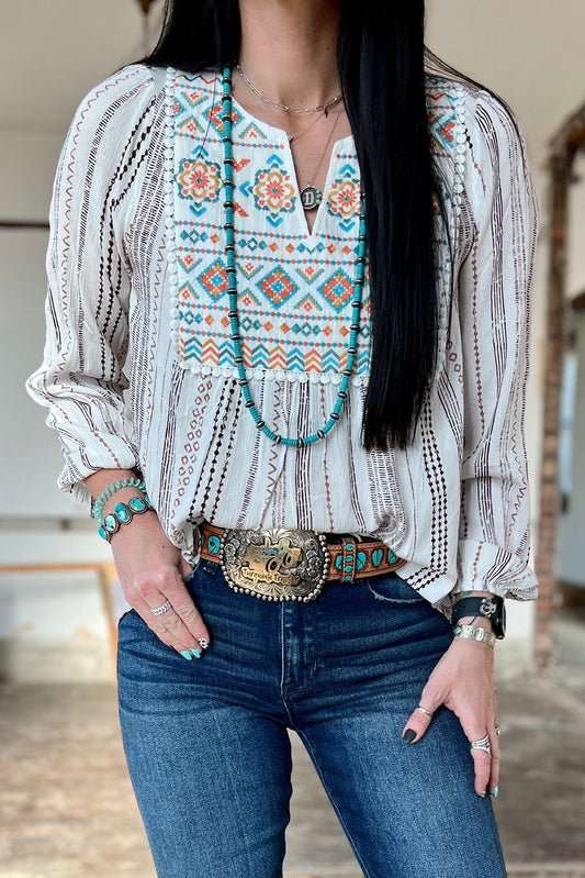 Geometric Embroidered Blouse