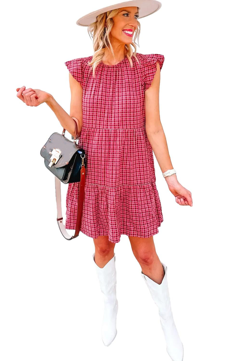 Plaid Tiered Mini Dress