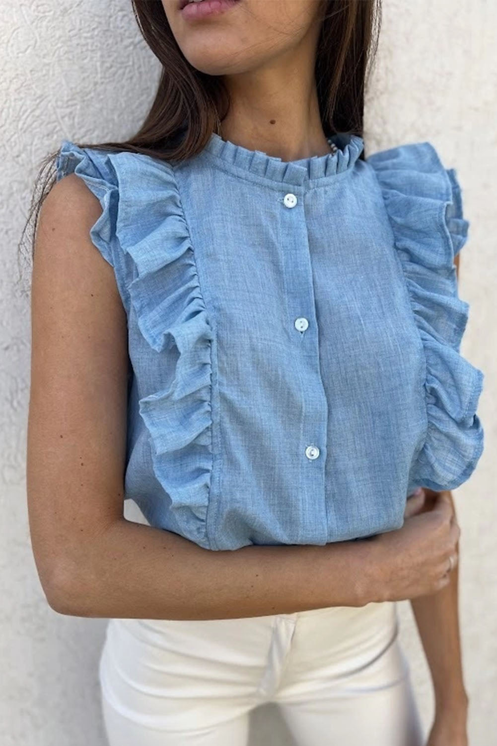 Ruffle Button Up Shirt