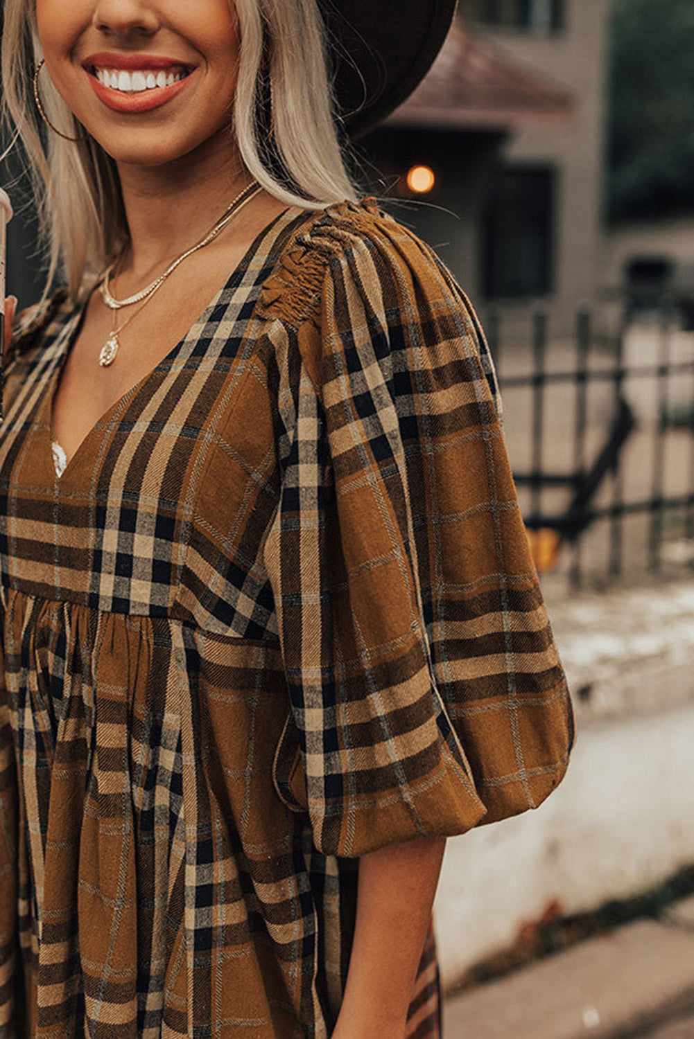 Plaid Babydoll Dress