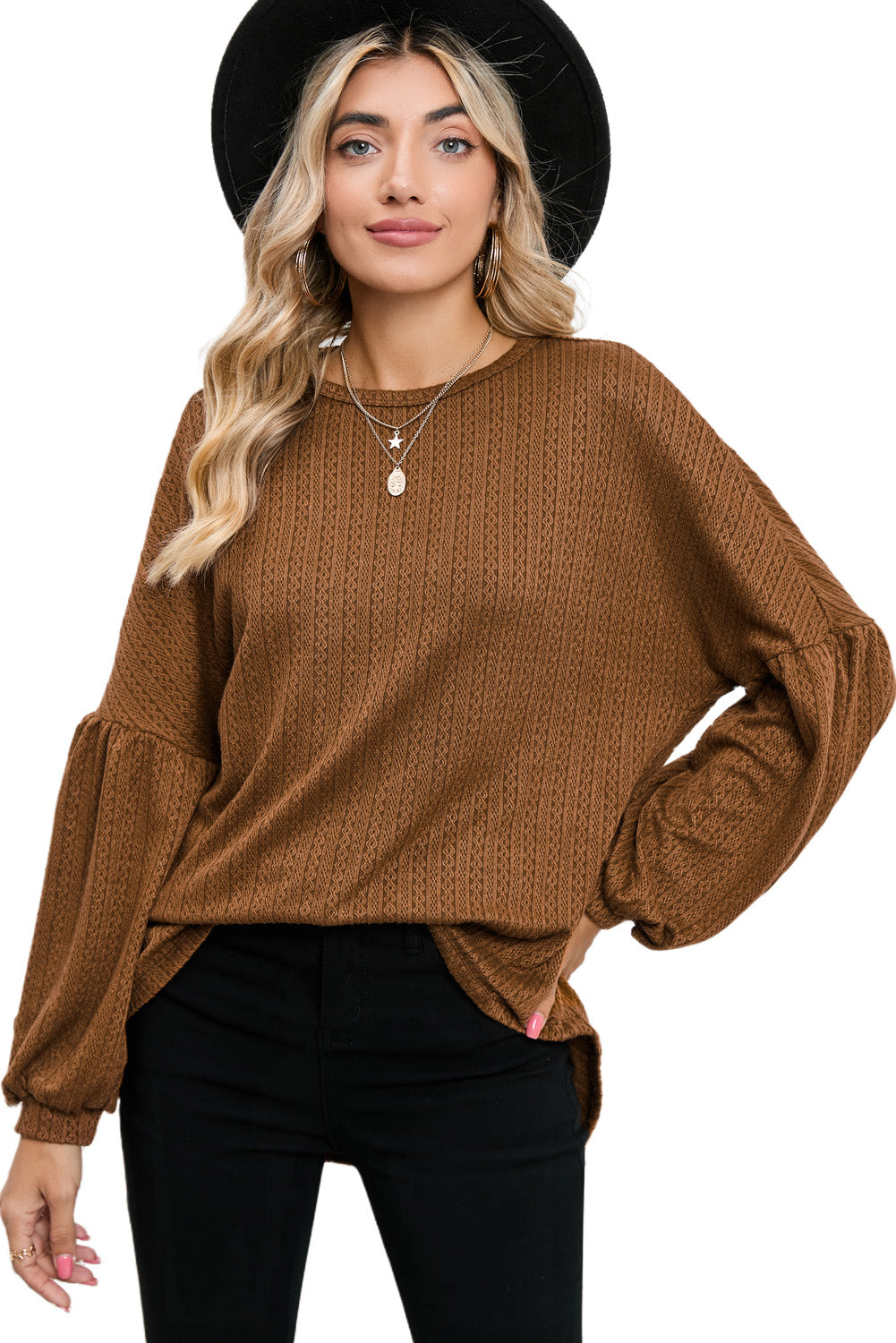 Textured Long Sleeve Top