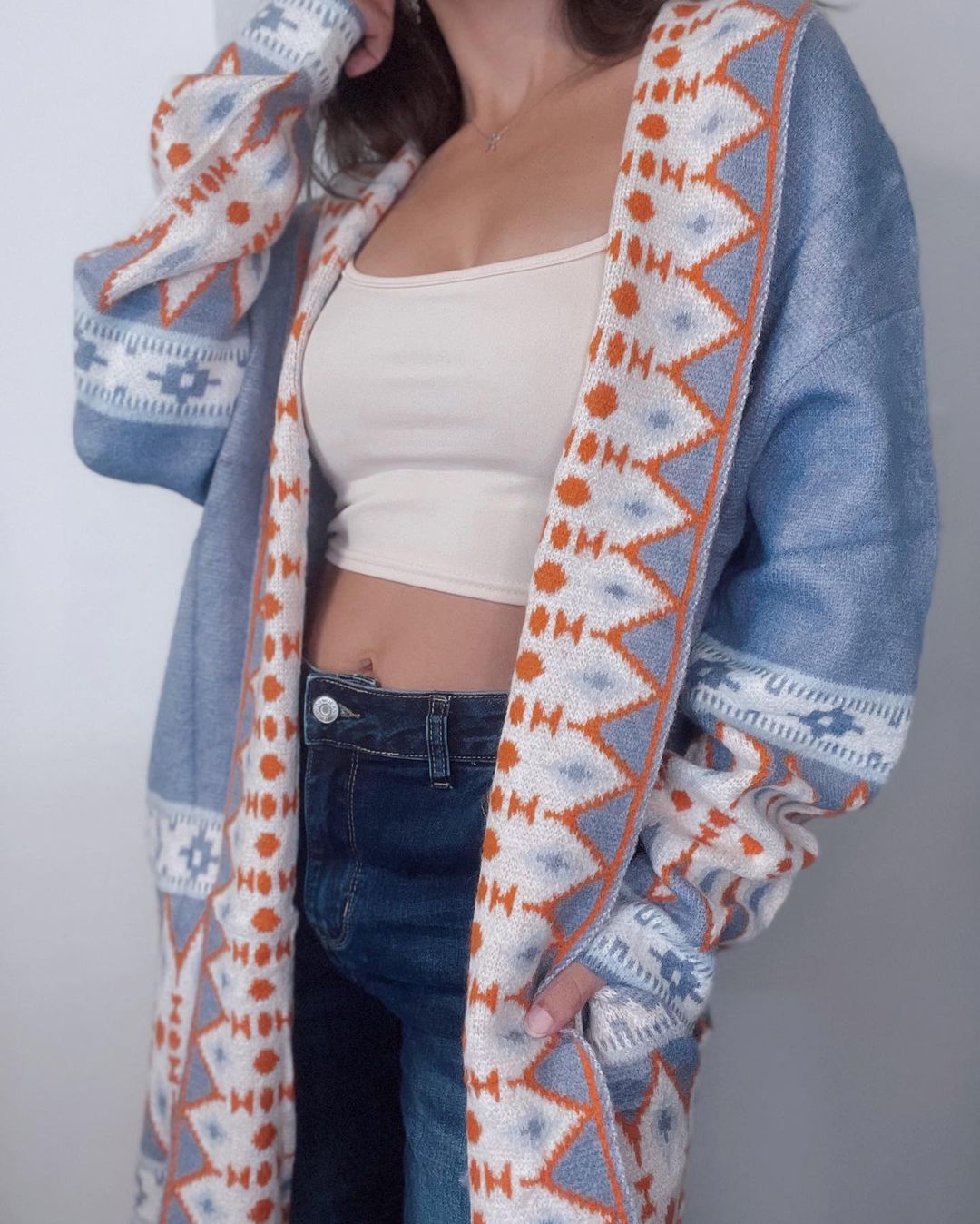 Geometric Open Cardigan