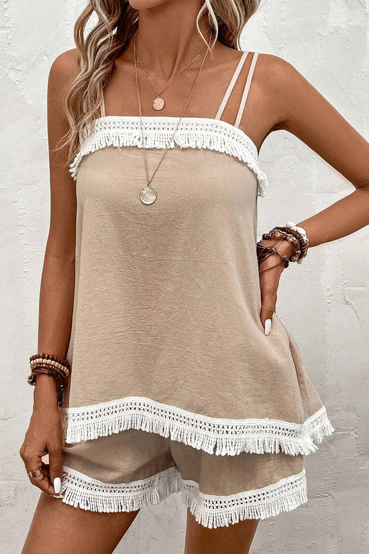 Pale Khaki Fringe Set