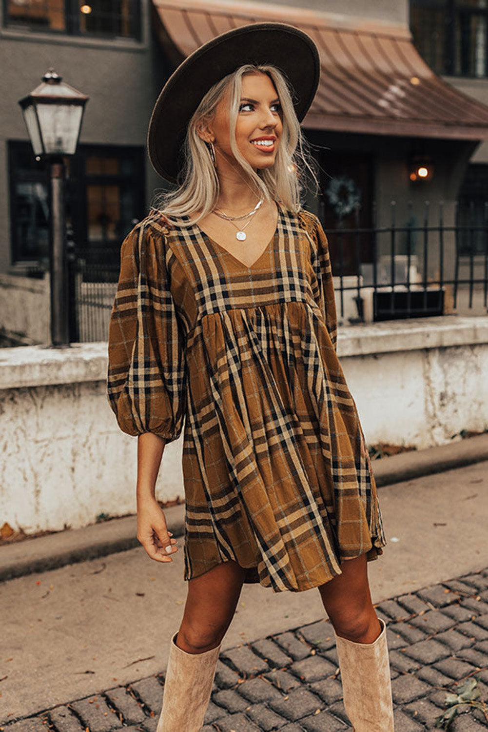 Plaid Babydoll Dress