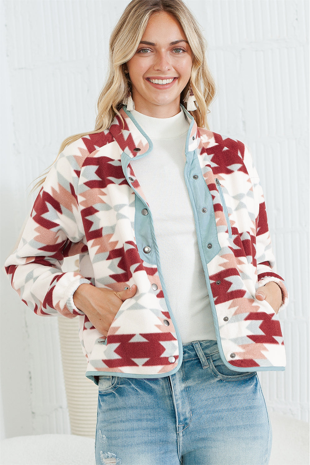 Geometric Fleece Jacket