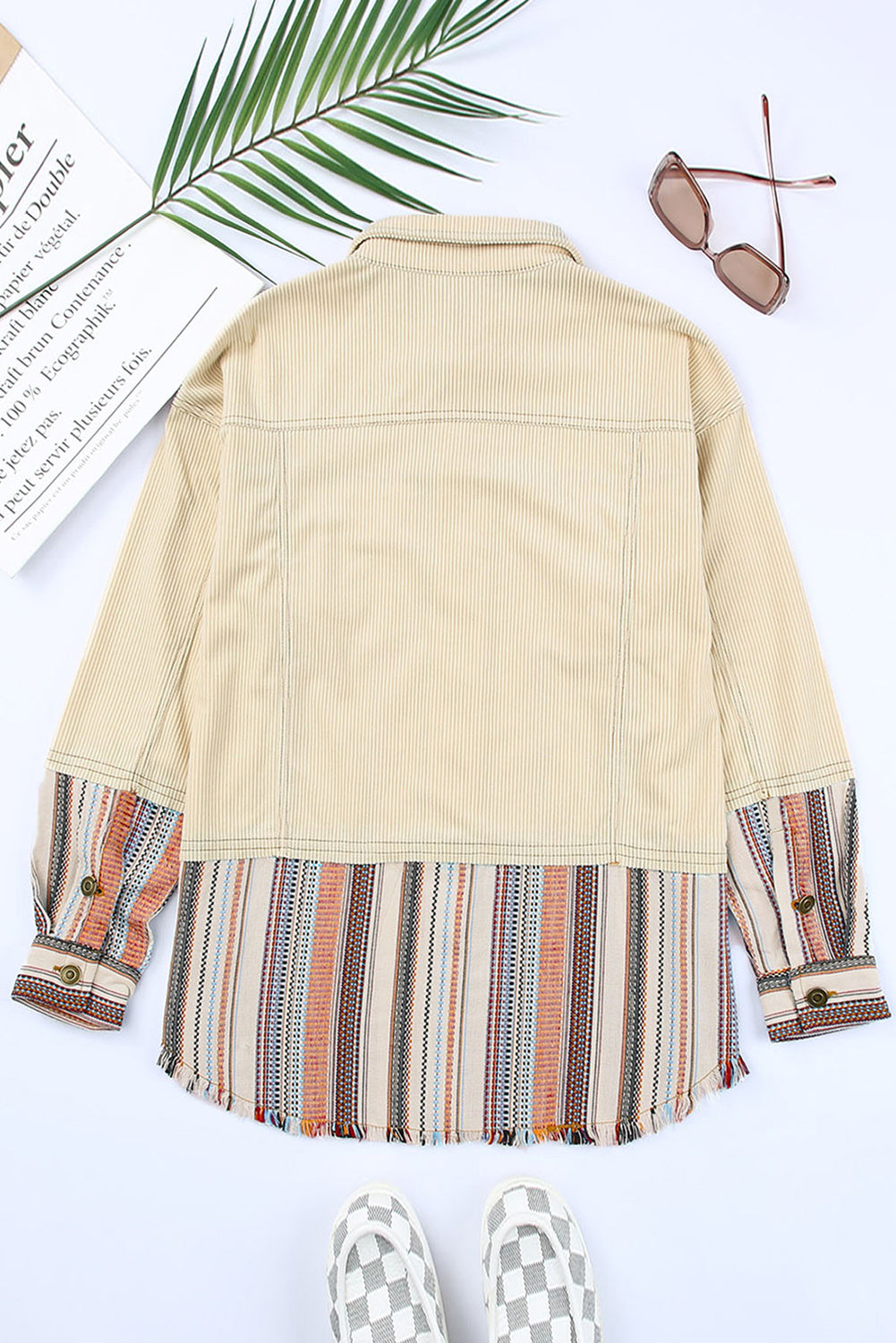 Striped Colour Block Corduroy Jacket