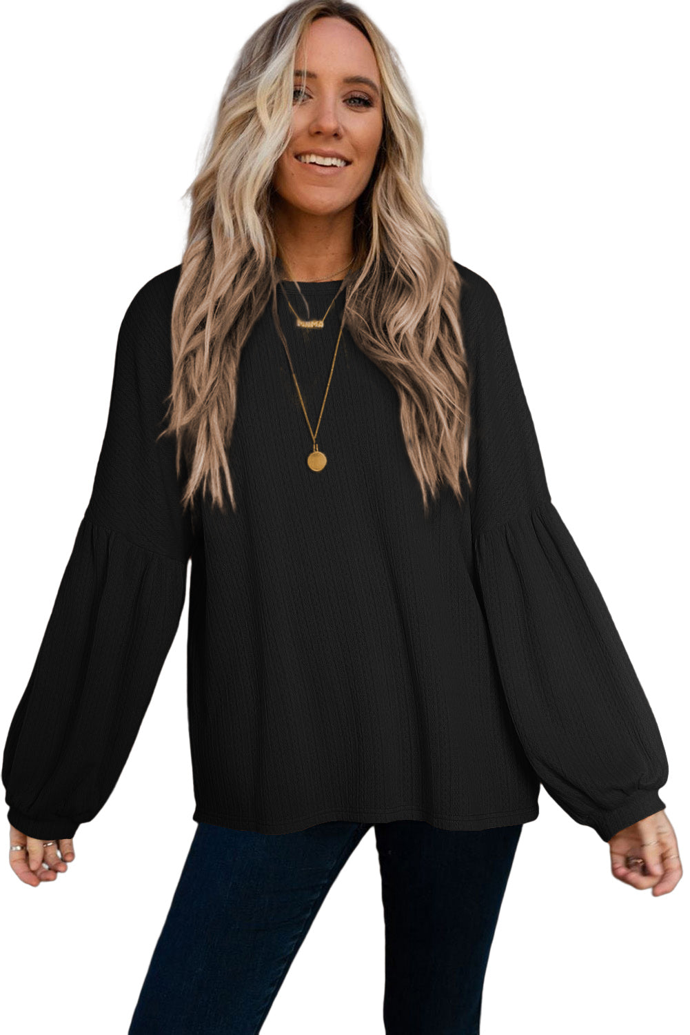 Textured Long Sleeve Top