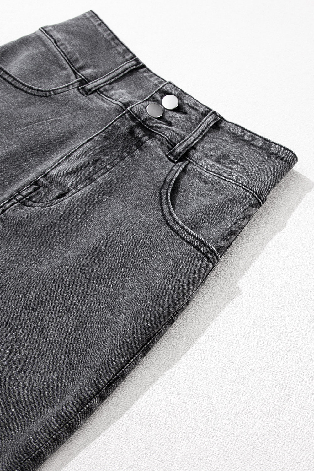 Black Raw Denim Skirt