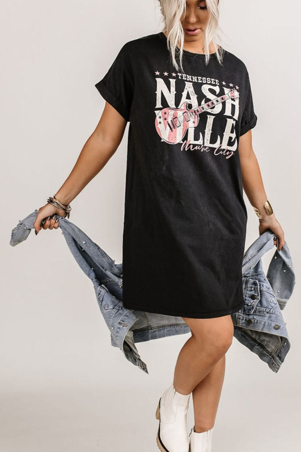 Black Nashville T-Shirt Dress