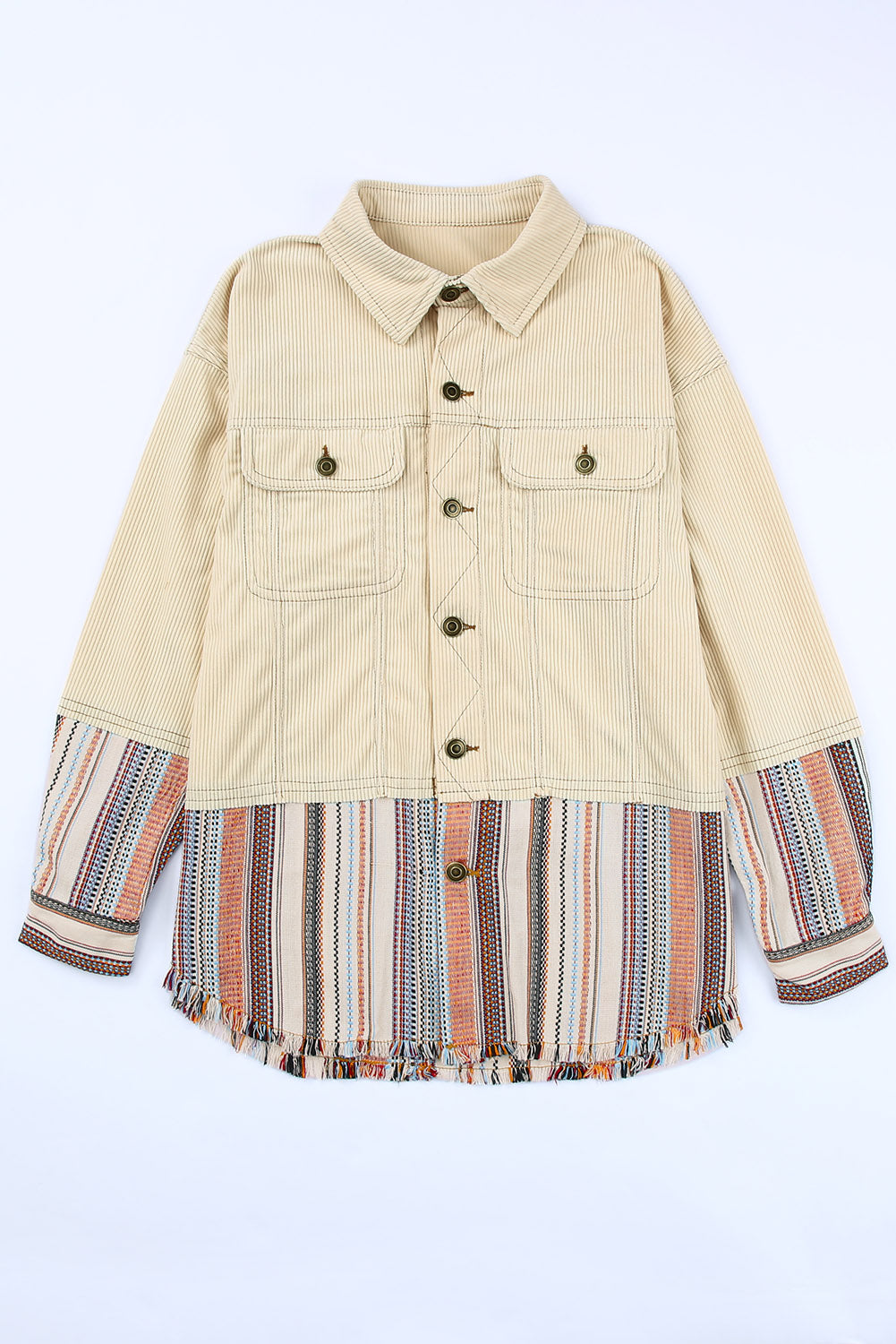 Striped Colour Block Corduroy Jacket