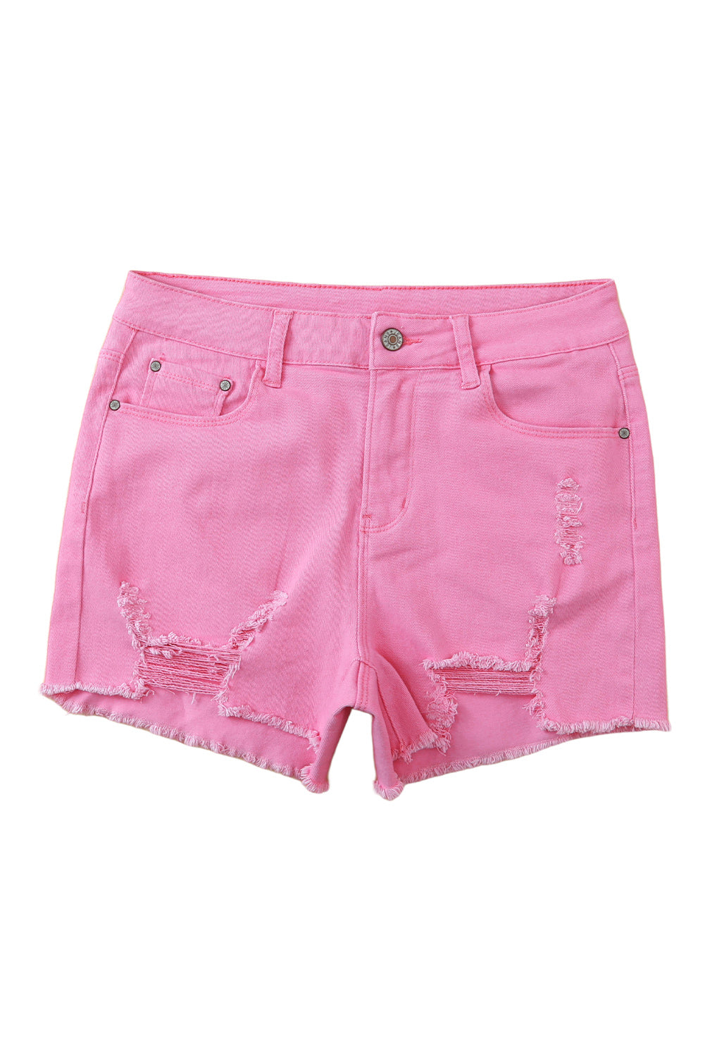 Pink Distressed Denim Shorts