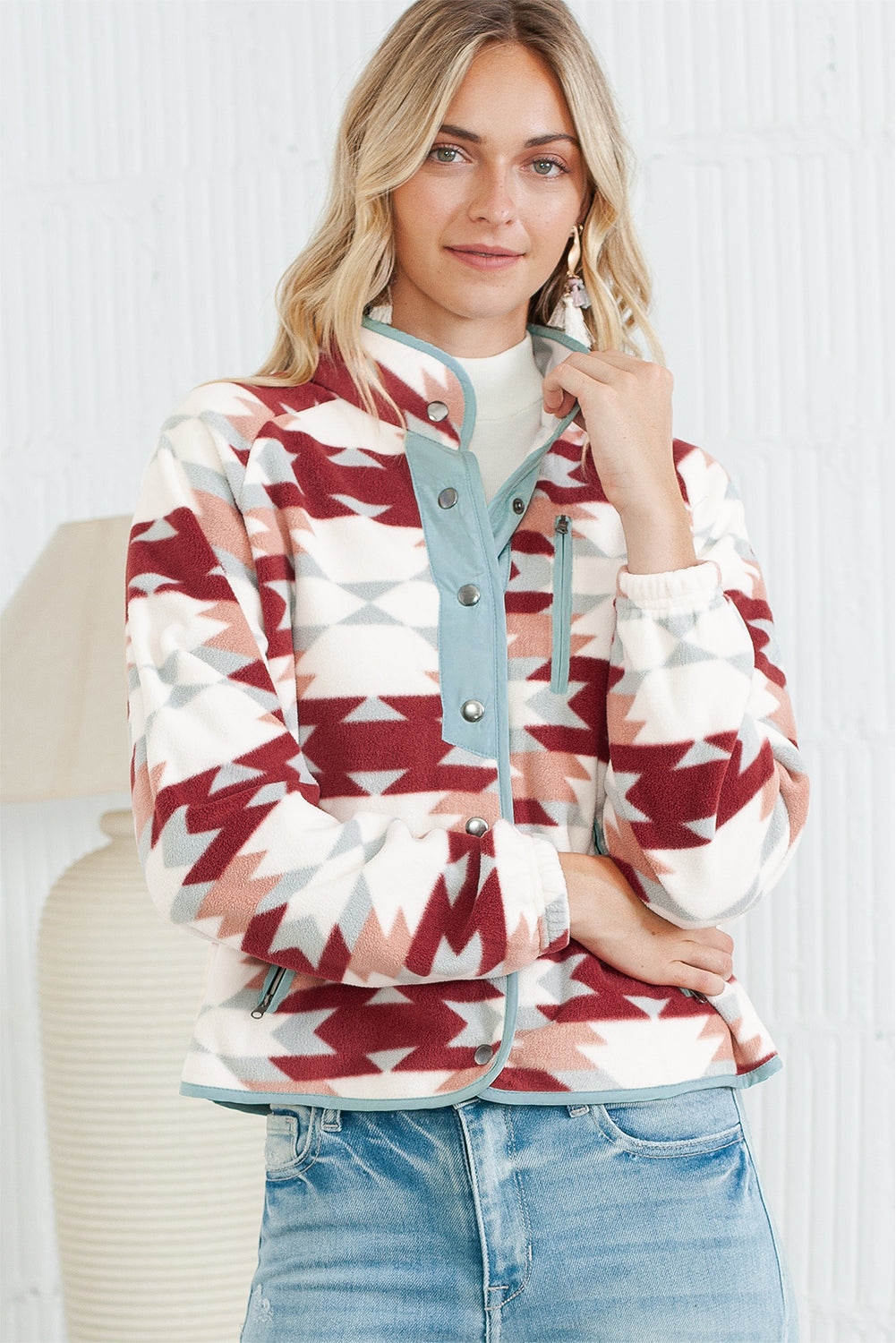 Geometric Fleece Jacket